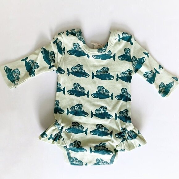 NWT Kate Quinn Butterfly Whale Long Sleeve Bodysuit 0-3 Months - Picture 2 of 5